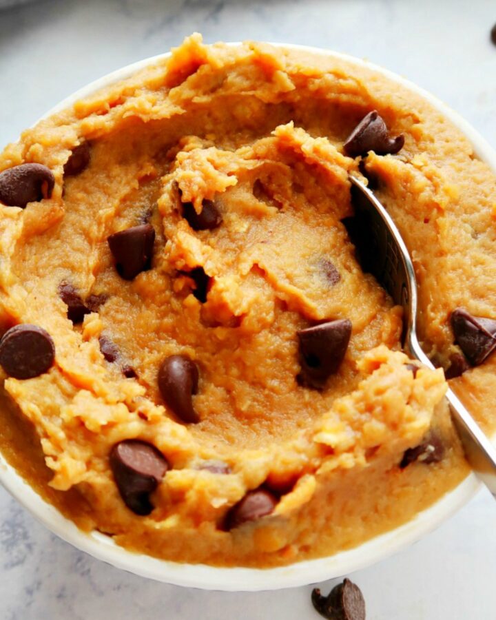 Cookie dough in a bowl.