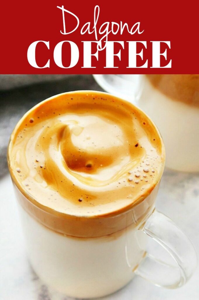 Pinterest photo collage for dalgona coffee.