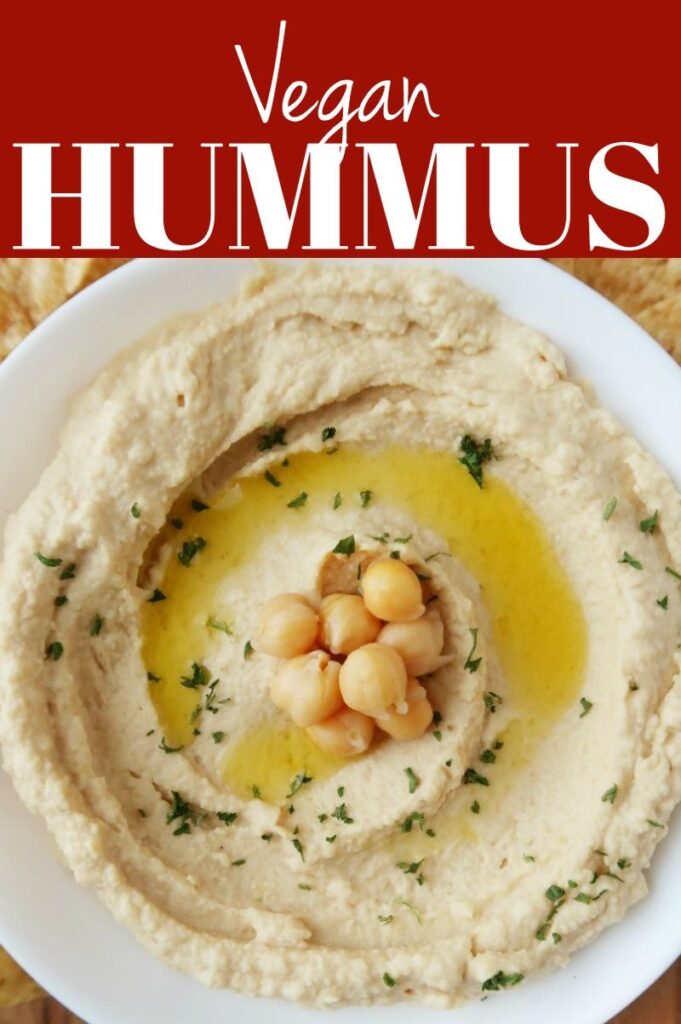 Pinterest photo collage for vegan hummus.