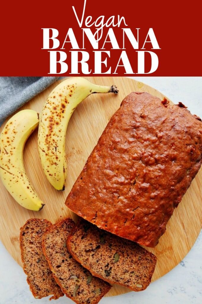 Pinterest photo collage for vegan banana bread.
