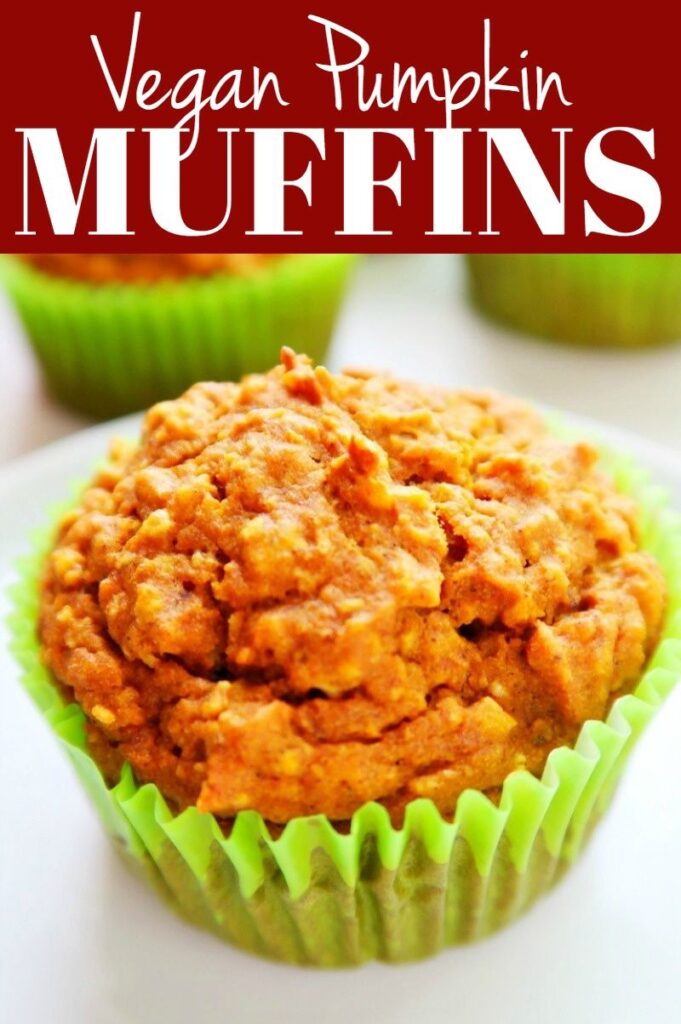 Pinterest photo collage for vegan pumpkin muffins.