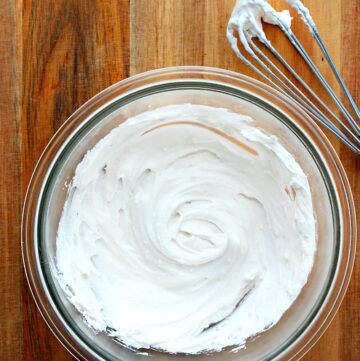 Coconut whipped cream in a bowl.
